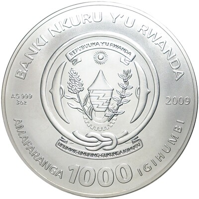 1000 шиллингов 2009 года Руанда «Знаки зодиака — Близнецы»
