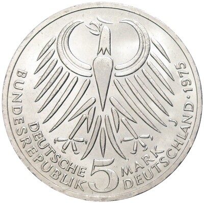 5 марок 1975 года Западная Германия (ФРГ) «50 лет со дня смерти Фридриха Эберта»