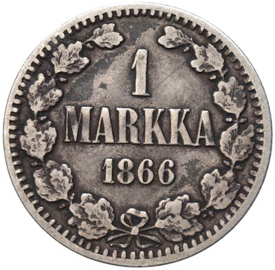 1 марка 1866 года Русская Финляндия