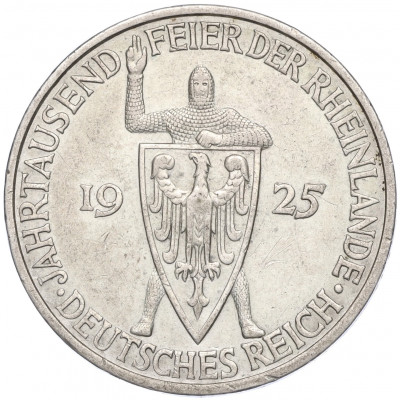 5 рейхсмарок 1925 года F Германия «Тысячелетие Рейнланда»