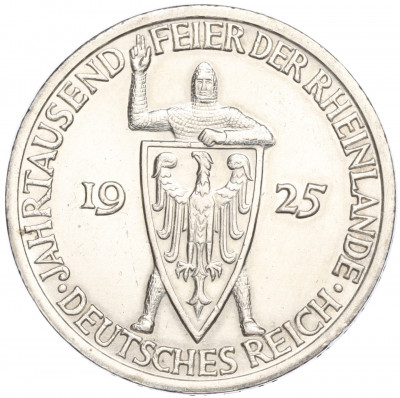 3 рейхсмарки 1925 года A Германия «Тысячелетие Рейнланда»