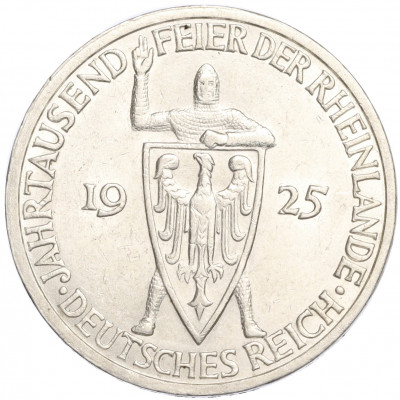 3 рейхсмарки 1925 года J Германия «Тысячелетие Рейнланда»