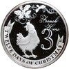 2 доллара 2009 года Ниуэ «Двенадцать дней Рождества — День 3 (Курица фавероль)»