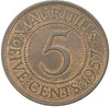 5 центов 1957 года Британский Маврикий