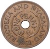 1 пенни 1962 года Родезия и Ньясаленд