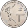 1000 вон 1988 года Южная Корея «XXIV летние Олимпийские Игры 1988 в Сеуле — Настольный теннис»
