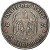 5 рейхсмарок 1934 года F Германия «Годовщина нацистского режима — Гарнизонная церковь в Постдаме» (Кирха подписная)